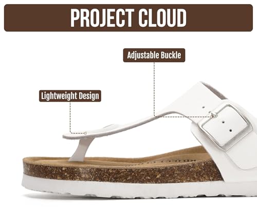 Image of Project Cloud Womens Sandals 100% Genuine Leather Thong Sandals for Women - Memory Foam Insole Women Sandals - Non-Slip Flip Flops for Women - Lightweight Sandals Women Footwear 2026
