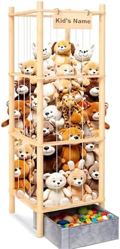 Stuffed Animal Storage with Toys Tray, 57In Large Wooden Stuffy P...