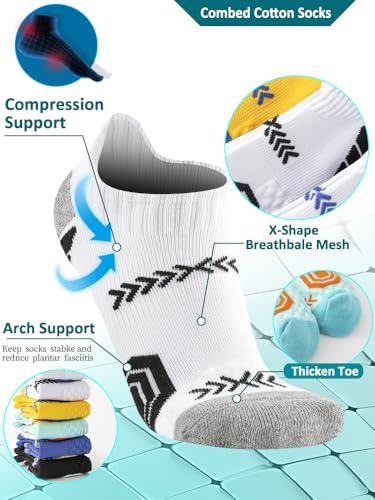 Mens athletic ankle running socks size 9-12,Arch sopport socks for hiking,sports,compression low cut socks,6 pairs4