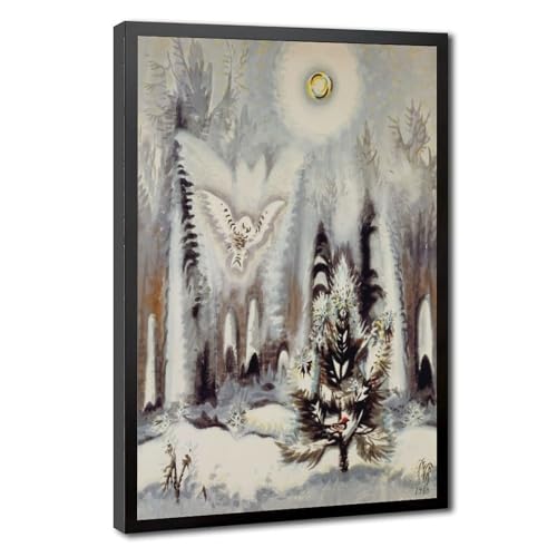 Tableau lune d'hiver et chouette pour créer un coin lecture apaisant