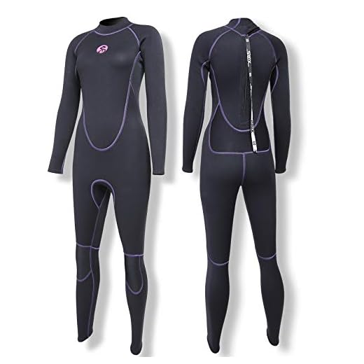 PAWHITS Damen Neoprenanzug 3mm Thermal Langarm Neopren Neoprenanzüge in voller Länge zum Tauchen Pink (Schwarz, L)