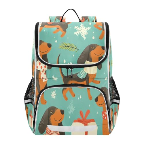 Sac à dos scolaire chiens mignons et flocon de neige grande capacité