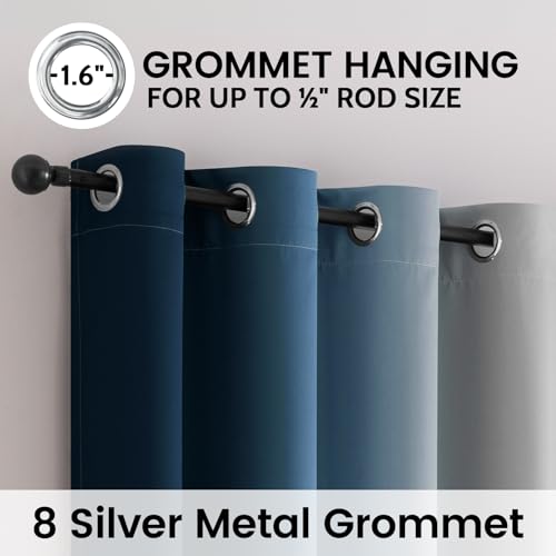Image of SimpleHome 100% Blackout Ombre Bedroom Curtains Blue and Greyish White,72L | Room Darkening Curtains,Thermal Insulated Grommet Window Drapes and Curtains for Living Room,2 Panels, 52x72 inches Length