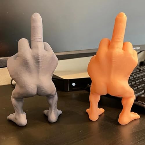 Middle Finger Figure With Legs, Sculpture Gifts, Funny Decor Desk Accessory, 3D Figurine Gag Gifts, Home Office Statue Decoration Ornament (Flesh, 3in)
