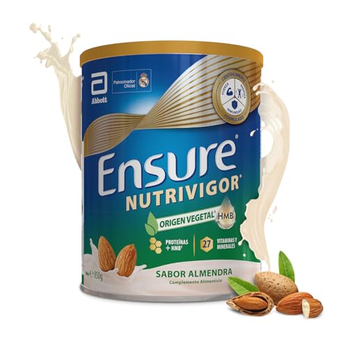 Ensure Nutrivigor Origen Vegetal - Sabor Almendra - Complemento Alimenticio para Adultos, con HMB, Proteínas, Vitaminas y Minerales, como el Calcio- Lata de 850 g​
