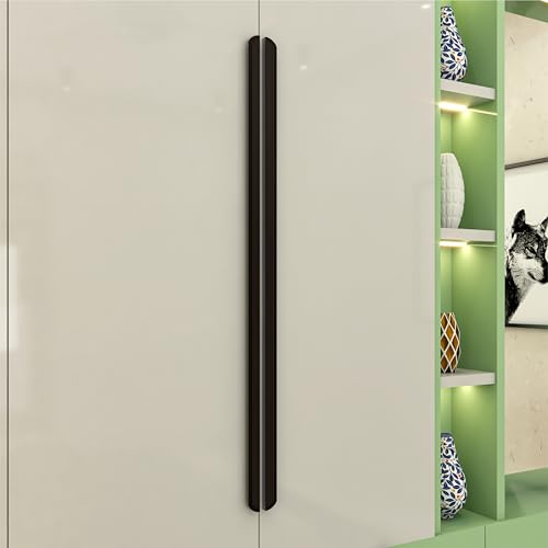 Image of VEZEL Aluminium Wardrobe Handle /Cabinet Handle for Cupboards and Wardrobes - Modern Cabinet Pull Push for Wardrobe, Drawer & Cabinet Furniture, Silk Black, 900mm - Pack of 2