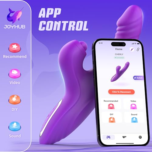 Image of Toendi Thrusting Dildo Rabbit Vibrator for Women, G Spot Clitoral Vibrators | 10 Vibration Modes, 7 Thrusting Modes, Licking Function, G Spot & Clitoral Stimulation, For Couples Adult Sex Toys Games