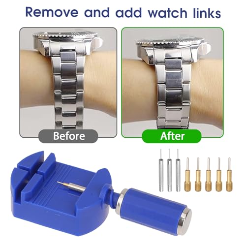 Kit de remoção de elos de relógio, 11 peças, kit de ferramentas de ajuste de pulseira de relógio, re