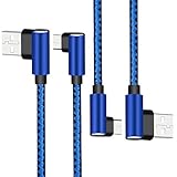 New Elbow Type C Cable 2-Pack 10ft Blue Black, Double 90 Degree and Double-Faced USB C Cable Fast Charger Data Sync for Samsung Galaxy S9 S8 Plus Note 9 8,Sony,Google Pixel,Huawei P20 P10 OnePlus