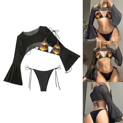 Bikini manches courtes et col réglable pour un look unique - 2