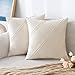 MIULEE Funda de Cojines de Terciopelo Cojines Salón Funda de Almohada con Patrón Cuadro Suave Moderna Decorativa para Sofa Dormitorio Habitación Sala de Estar Cocina 2 Piezas 45x45cm Blanco Crema