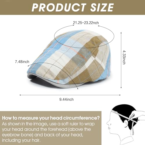 Image of 3Pcs Men's Newsboy Caps Cotton Cooling Hat Adjustable Flat Cap for Men