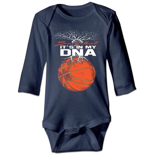 DOQOSESHY It's in My DNA Basketball Baby Short Sleeve Outfit Infant Long Sleeve Romper, 3 Months