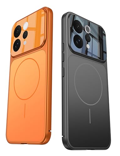 Image of BOUNCEBACK Shockproof Rubber + Glass Hybrid Back Case Cover Support Mag - Charge for Vivo V70 / Vivo V70 Elite - Orange