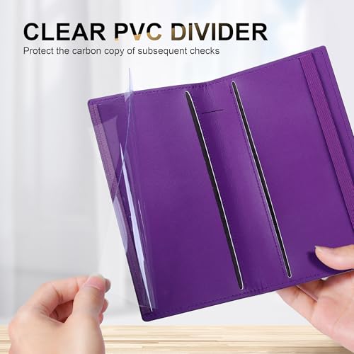 Image of CASMONAL Checkbook Covers for Personal Checkbook Holder RFID Premium Vegan Leather Checkbook Cover for Duplicate Checks