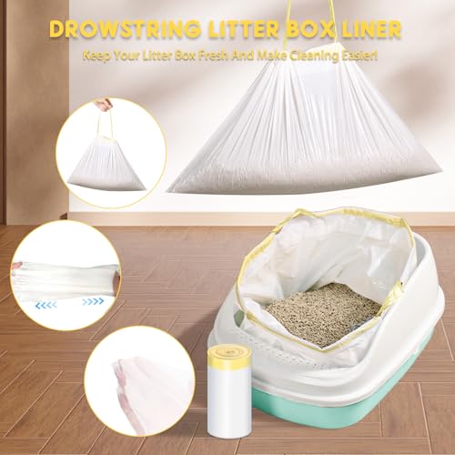 Katzentoilettenbeutel, 3 Rollen-30 Stück Katzenstreutasche, Katzenkotbeutel mit Zugbändern, Katzentoiletten-Müllbeutel, Reißfeste Dicke Katzenklo-Beutel, Haustierstreubeutel für Kot 940 * 457mm