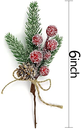 Red Berry Stems Floral Pine Cones Christmas Artificial Pine Branches Evergreen Branch Berries Décor 10Pcs Holiday Floral Picks Holly Stem For Decoration Diy Christmas Craft Wreath Decoration #TOP1