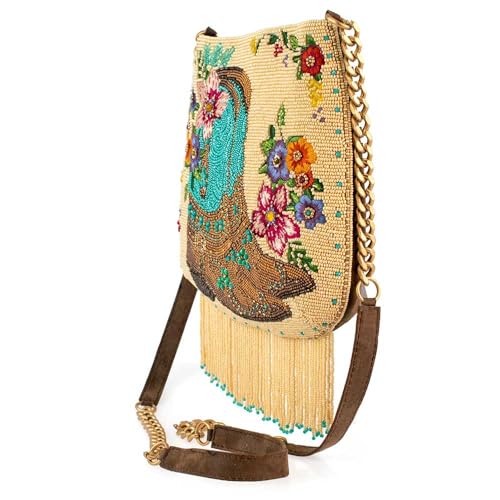 Mary Frances Line Dance Beaded Crossbody Handbag Western Boot Motif Purse with Fringe and Phone Compartment, Multicolor4