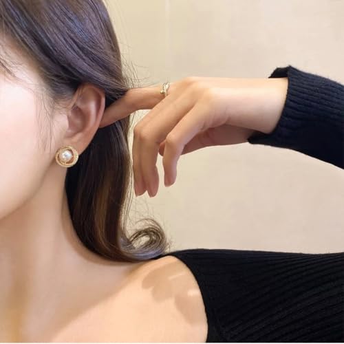 Generic misthi jewel Korean Style Pearl & Crystal Bow Earrings Set, - Image 4