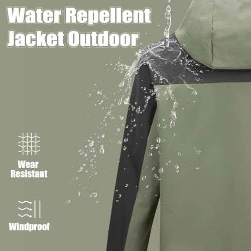 Ynport Crefreak Herren Outdoorjacke Winddicht Sport Jakcet Wasserdichte Paarjacke Kapuzenleichte Windjacke Mantel für Outdoor Wandern Trekking, Grün, L