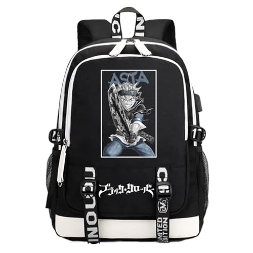 Charous Anime Manga Black Clover Oxford Cloth Backpack,Multi-functional School College Bag Used for Fans Cosplay Gift