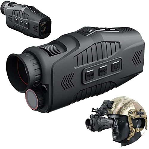 Digitales Nachtsicht-Monokular für 100 % Dunkelheit, 1080P-Nachtsichtbrillen-Helm für Erwachsene, 5-facher Digitalzoom, 300 m Volldunkel-Sichtweite für Jagd, Camping, Reisegeschenke Black Cover