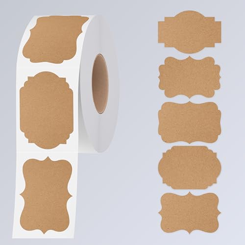 Autocollants Kraft Vides : Rouleau de 300 Étiquettes Adhésives Fantaisie 5x7.5cm