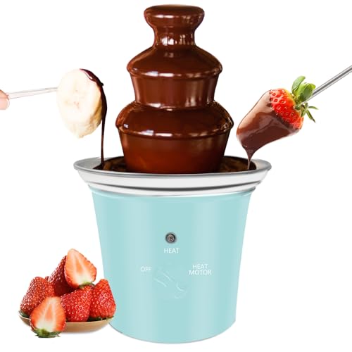 MINI Chocolate Fountain Machine Small Electric Chocolate Fondue Fountain Machine for Party for Candy Butter Cheese (Green)