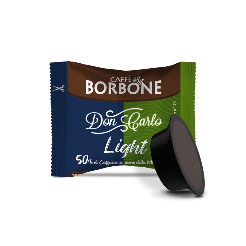 100 DON CARLO Caffè Borbone Miscela LIGHT 50% in meno di Caffeina Miscela BLU Compatibili con A Modo Mio - Compatibili con le Macchine ad uso domestico Lavazza* A Modo Mio* -