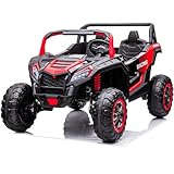 NEWQIDA 24V XXL Kids Side by Side UTV, 2 Seater Ride On Car with Remote Control, Electric 4WD Ride On Truck Car Max 220lbs Load for Adults Teens Kids, Red