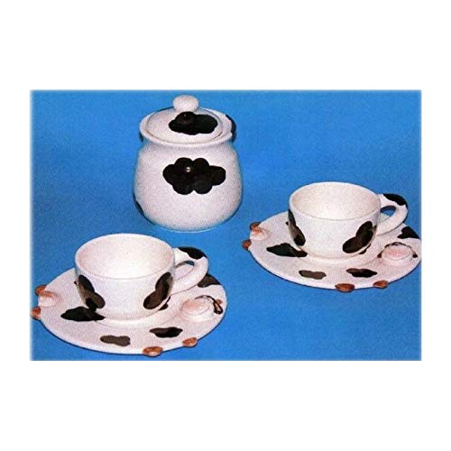 Di&Gi Set Zuccheriera E 2 Tazzine da caffè con Piattino Ceramica Mucca