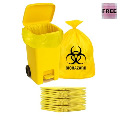 Image of ELLA Extra Large Garbage Bags 35 x 45 Inches Yellow Pack of 10 Durable and Disposable Trash Bags for Wet and Dry Waste Ideal for Daily Use in Homes Restaurants and Offices With Check Duster Cloth Free