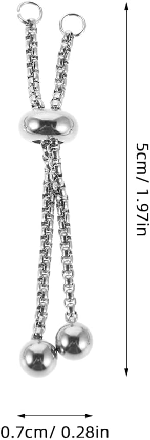 TEHAUX 3Pcs Slider Bracelets for Women Adjustable Chain for Jewelry Making Stainless Steel Bracelet Extender with Slider Stopper for DIY Jewelry Findings Silver Color 4.5cm Ends