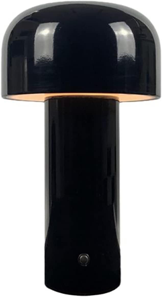 YASUCISS Cordless Table lamp,Desk Lamp for Portable Touch Dimming,USB Rechargeable Night Light Simple Floor Lamp,Mushroom Table Light for Living Room/bar/Bedroom/Bedside/Study (Black)