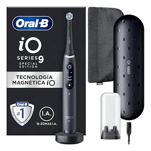Oral-B iO 9 Cepillo de Dientes Eléctrico con Mango Recargable, 1 Cabezal, Estuche de Viaje con Cargador y Funda Magnética, Diseñado por Braun, Regalos Originales para Mujer y Hombre - Negro