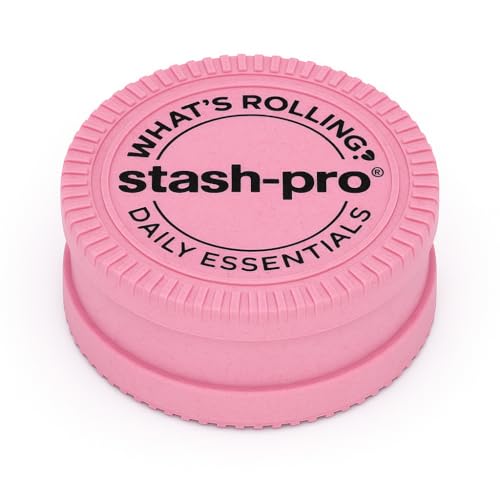 Image of Stash-Pro Herb Grinder - Compact 2-Part Crusher with Magnetic Lid | Durable Plastic Build | Portable for Daily Essentials (Pink)
