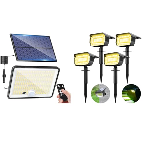 Lampe solaire exterieur 72 LED puissante a detection et telecommande LOTMOS