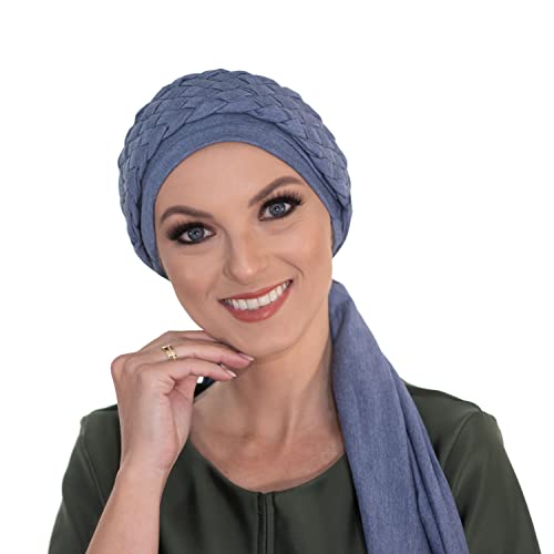 Turbante Jeans com Trança Larga Jeans