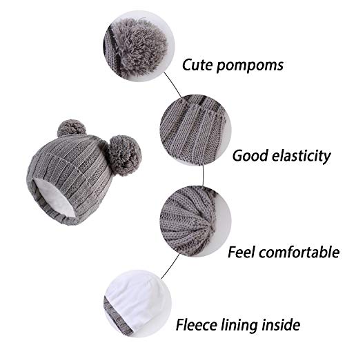 Image of Toddler Infant Winter Hat with Earflap Knit Warm Beanie Fleece Lined Hat for Baby Boys Girls