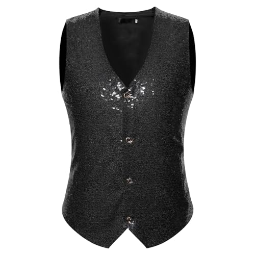 Gilet à paillettes pour homme col en V de cérémonie haut de gamme