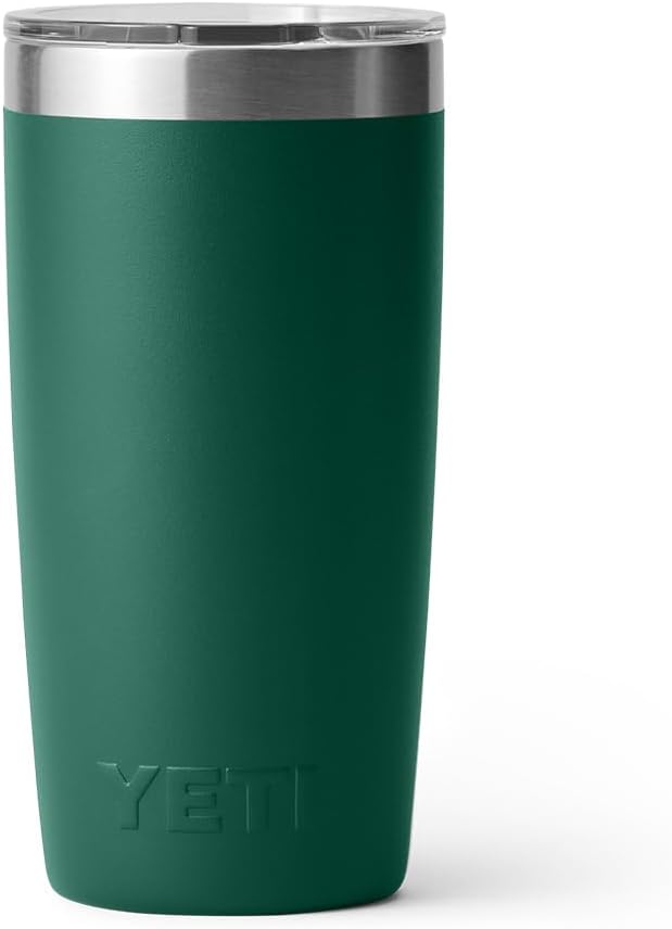 YETI Rambler 10 oz Tumbler, Stainless Steel, Vacuum Insulated with MagSlider Lid, Black Forest Green
