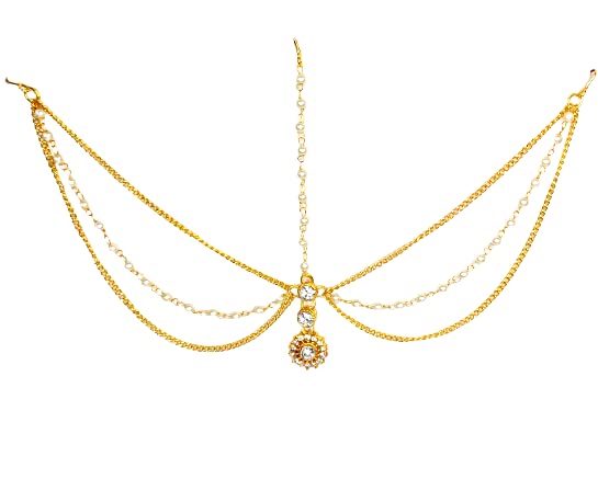 VivaERA Gold Plated Pearl Chain Layer Kundan Stones Head Chain/Hair Jewellery Traditional Bridal Wedding/Maang Tikka for Women (B09TRL3NT6) Amazon Price History, Amazon Price Tracker