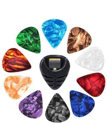 Blue Panther Multicolor Guitar Pick Holder & 10 Pcs Guitar Picks - Suitable for Acoustic, Electric, Bass, Ukulele - Easy Stick-On, Celluloid Material-image-47