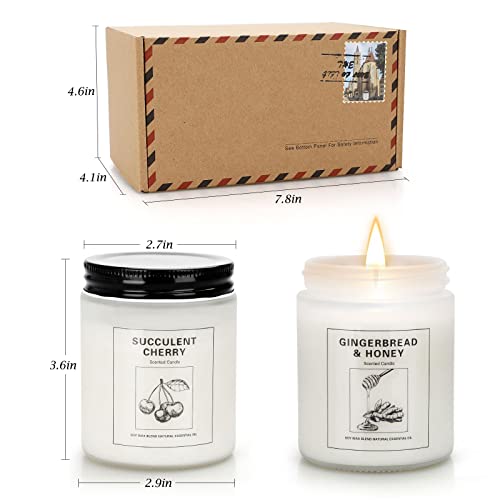 Gingerbread And Cherry Candles For Home Scented, 2 Pack 100 Hours Long Lasting Burning Scented Candles Set, Natural Soy Wax Relaxing Candle, Candles Gifts For Women, Jar Candle #TOP5