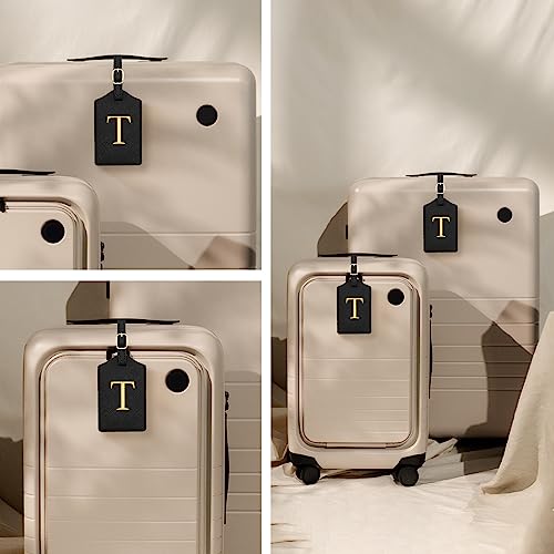 Image of PU Leather Luggage Tag for Suitcase, Baggage, Handbag, Travel Bag With Name Card & Privacy Cover (T)