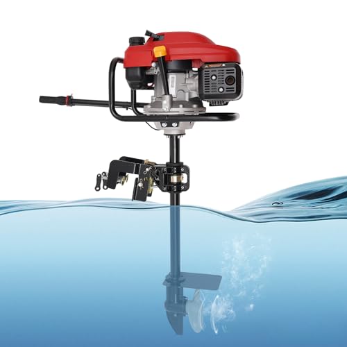 4 Stroke Outboard Motor Engine 3.5 HP/3.5 KW Boat Engine with Air Cooling, 1.3L/ 0.34gal, Marine Boat Motor for Inflatable Boats, Iron Boats, Plastic Boats, Fiberglass Boats, Wooden Boats -  Seoqudcty