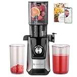 AMZCHEF Estrattore di Succo Lento 118mm Scivolo Largo – Silenzioso, Filtro Doppio, Funzione Inversa – Estrattore Frutta e Verdura Facile da Pulire