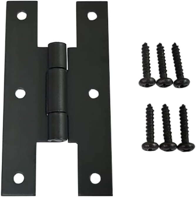 QCAA Black Steel H-Hinge, for Cabinet Doors, Matte Black, 6 Pack, Made in Taiwan