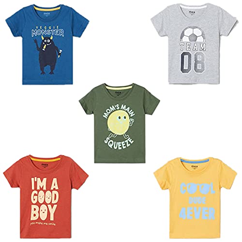 Max Boys Graphic Printed T-Shirt – Pack of 5