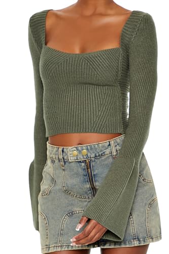 Forever 21 Women's Cropped Bell-Sleeve Sweater3